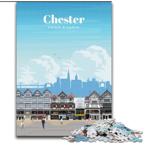 Puzzle 1000 Teile für Erwachsene und Jugendliche, Reise nach Chester, Lernspiel, Herausforderungsspielzeug, Gedächtnisverbesserung für 14-Jährige, 50x75cm Puzzle 1000 Teile für Erwachsene und Jugendliche, Reise nach Chester, Lernspiel, Herausforderungsspielzeug, Gedächtnisverbesserung für 14-Jährige, 50x75cm von LYXIANY