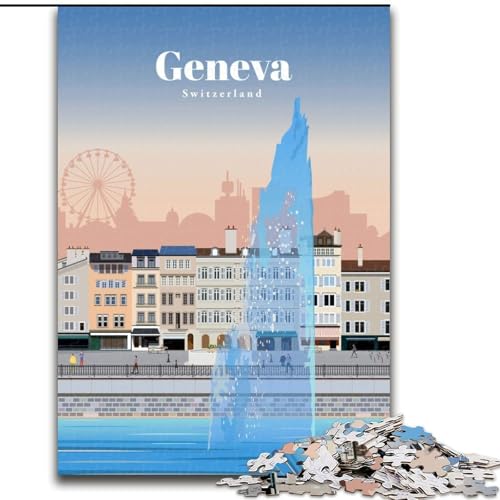 Puzzle 1000 Teile für Erwachsene und Jugendliche, Reise nach Genf, anspruchsvolles Spiel und Lernspiel für die ganze Familie zum Geburtstag, Weihnachten, 38x26cm Puzzle 1000 Teile für Erwachsene und Jugendliche, Reise nach Genf, anspruchsvolles Spiel und Lernspiel für die ganze Familie zum Geburtstag, Weihnachten, 38x26cm von LYXIANY