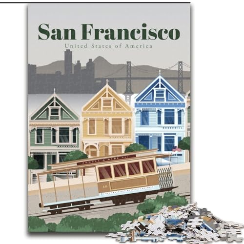 Puzzle 1000 Teile für Erwachsene und Jugendliche, Reise nach San Francisco, Lernspiel, Herausforderungsspielzeug, Gedächtnisverbesserung, für 14-Jährige, 50x75cm Puzzle 1000 Teile für Erwachsene und Jugendliche, Reise nach San Francisco, Lernspiel, Herausforderungsspielzeug, Gedächtnisverbesserung, für 14-Jährige, 50x75cm von LYXIANY