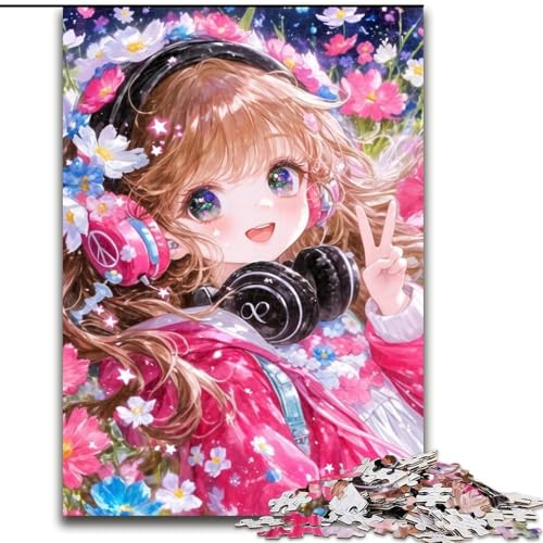 Puzzle 1000 Teile für Erwachsene und Teenager, Anime-Mädchen, pädagogisches Familienspiel mit vollständig ineinandergreifenden, zufällig geformten Teilen, 38x26cm von LYXIANY