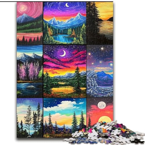 Puzzle 1000 Teile für Erwachsene und Teenager, Aurora-Collage, Lernspielzeug, Familienspiele, geeignet als Schreibtischdekoration, 50x75cm von LYXIANY