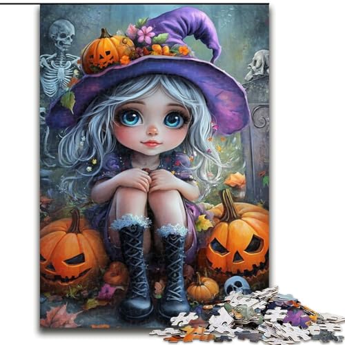 Puzzle 1000 Teile für Erwachsene und Teenager, Halloween-Mädchen, Lernspiele, Heimdekoration, geeignet für die Schreibtischdekoration (Größe 26x38cm) von LYXIANY