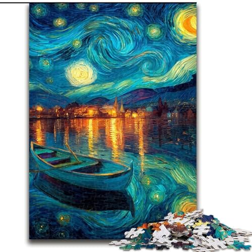 Puzzle 1000 Teile für Jugendliche Sternenhimmel Boot Familienspaß ganze Familie für und ab 14 Jahren (Größe 50x75cm) von LYXIANY