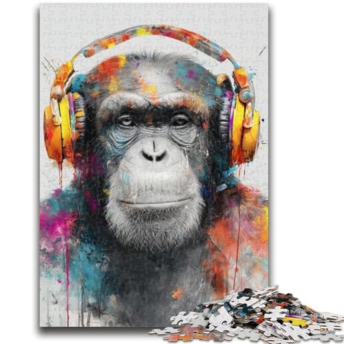 Puzzle 1000 Teile für Teenager, AFFE mit Kopfhörern, ab 14 Jahren, Quizspiel, Spaß für zu Hause, Geburtstagsgeschenk, Reisegeschenk, 26x38cm von LYXIANY