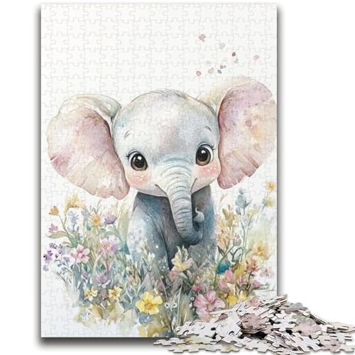 Puzzle 1000 Teile für Teenager, Aquarell-Elefant, ab 14 Jahren, Quizspiel, Spaß für zu Hause, Geburtstagsgeschenk, Reisegeschenk, 26x38cm von LYXIANY