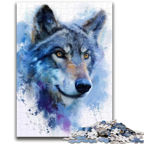 Puzzle 1000 Teile für Teenager, Aquarell-Wolf, Lernspiel, Herausforderung, Spielzeug, Wanddekoration, einzigartige Geburtstags, 50x75cm von LYXIANY