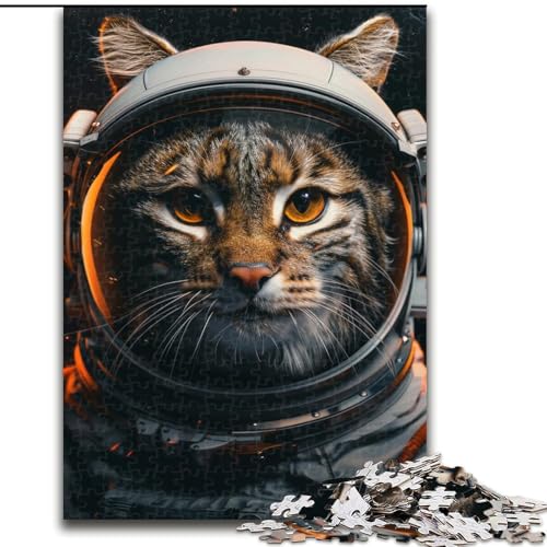Puzzle 1000 Teile für Teenager, Astronautenkatze, Lernspielzeug, Familienspiele, einzigartige Geburtstags- und Geschenkideen (Größe 26x38cm) von LYXIANY
