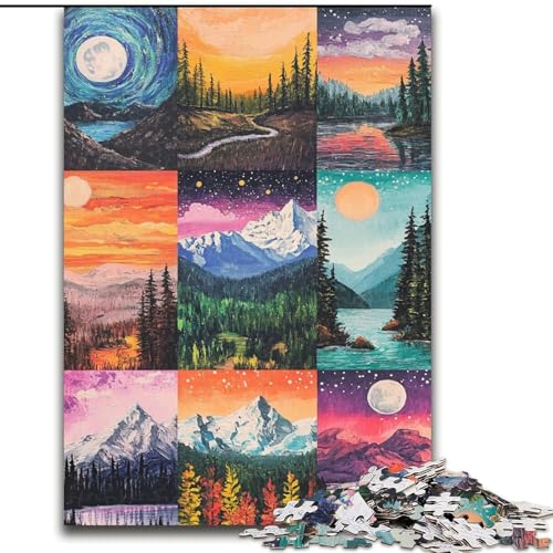 Puzzle 1000 Teile für Teenager, Aurora-Collage, pädagogisches Familienspiel mit vollständig ineinandergreifenden, zufällig geformten Teilen, 50x75cm von LYXIANY