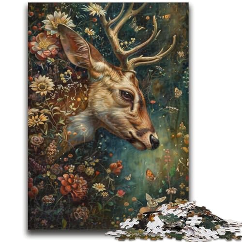 Puzzle 1000 Teile für Teenager, Blumenhirsch-Spielzeug, Denkspiel zur Heimdekoration, für Kinder ab 14 Jahren, 26x38cm von LYXIANY