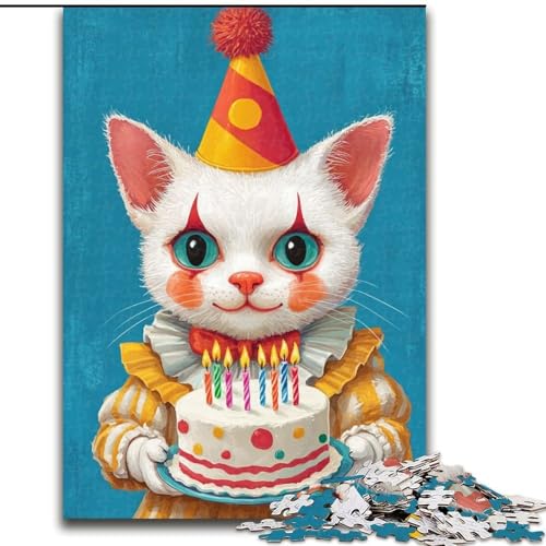 Puzzle 1000 Teile für Teenager, Clown-Katze, Familienspiel zum Stressabbau, schwierige Herausforderung, stärkt die Liebe zwischen Paaren (Größe 26x38cm) von LYXIANY