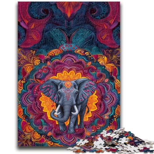 Puzzle 1000 Teile für Teenager, Elefant, lebendiges und einzigartiges Design, entspannendes und herausforderndes Puzzle-Erlebnis, 26x38cm von LYXIANY