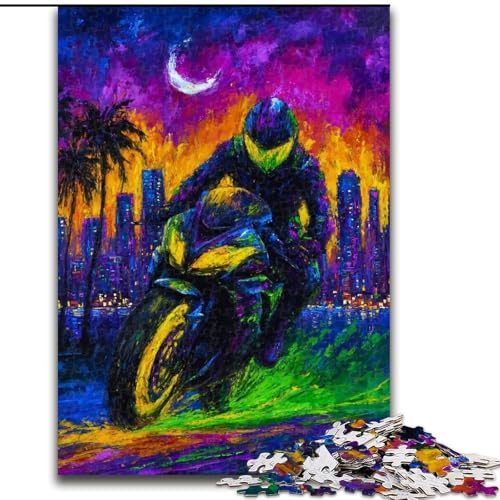 Puzzle 1000 Teile für Teenager, Geheimnisvolles Motorrad, Familienspiel zum Stressabbau, Schwierige Herausforderung, EIN Kunstwerk für Kinder ab 14 Jahren (Größe 26x38cm) von LYXIANY