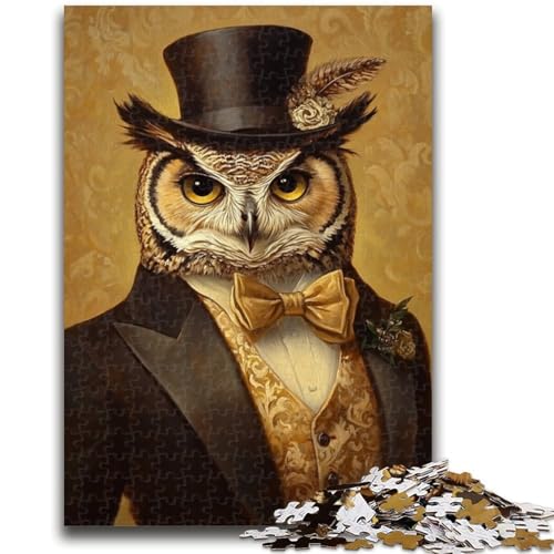 Puzzle 1000 Teile für Teenager, Gentleman-Eule, ab 14 Jahren, Quizspiel, Spaß für zu Hause, Geburtstagsgeschenk, Reisegeschenk, 26x38cm von LYXIANY