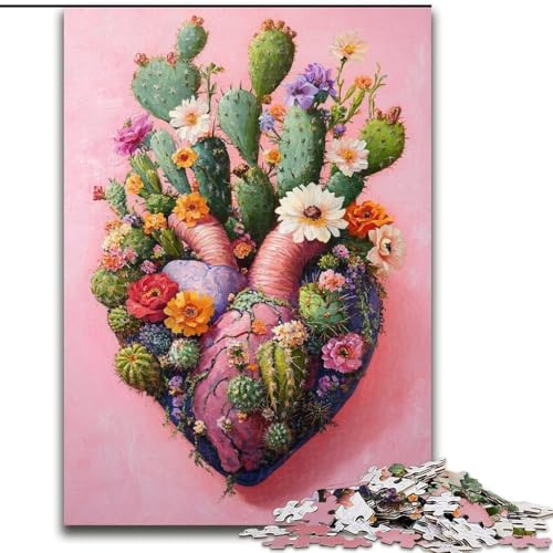 Puzzle 1000 Teile für Teenager, Geschenke, Kaktus-Herz-Spielzeug, Lernspiele, Stressabbau, einzigartige Heimdekoration und Geschenke (Größe 26x38cm) von LYXIANY