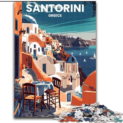 Puzzle 1000 Teile für Teenager, Geschenke, Santorini, Griechenland, Spielzeug, Lernspiele, Stressabbau, einzigartige Heimdekoration und Geschenke, 38x26cm Puzzle 1000 Teile für Teenager, Geschenke, Santorini, Griechenland, Spielzeug, Lernspiele, Stressabbau, einzigartige Heimdekoration und Geschenke, 38x26cm von LYXIANY