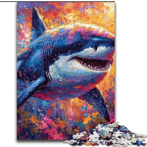 Puzzle 1000 Teile für Teenager, Geschenke, Tierhai, hilft dem Gehirn, süchtig machendes Spielzeug zu trainieren, um Geduld zu fördern, perfekte Dekoration (Größe 50x75cm) von LYXIANY