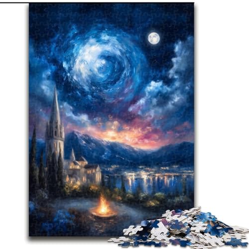 Puzzle 1000 Teile für Teenager, Geschenke, antike Stadt unter dem Nachthimmel, Spielzeug, Lernspiele, Stressabbau, einzigartige Heimdekoration und Geschenke (Größe 26x38cm) von LYXIANY