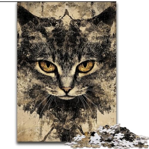 Puzzle 1000 Teile für Teenager, Geschenke, schwarz-weiße Katze, für Kinder ab 14 Jahren, Heimdekoration als Geschenk für die ganze Familie und Freunde (Größe 26x38cm) von LYXIANY