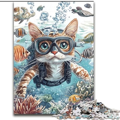 Puzzle 1000 Teile für Teenager, Geschenke für Taucherkatzen, Spielzeug, Lernspiele, Stressabbau, Eltern-Kind-Interaktion (Größe 50x75cm) von LYXIANY
