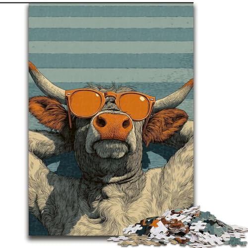 Puzzle 1000 Teile für Teenager, Highland Cow, Familienspiel zum Stressabbau, schwierige Herausforderung, stärkt die Liebe zwischen Paaren (Größe 26x38cm) von LYXIANY