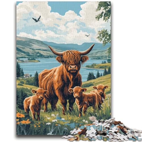 Puzzle 1000 Teile für Teenager, Highland Cow, ab 14 Jahren, Quizspiel, Spaß für zu Hause, Geburtstagsgeschenk, Reisegeschenke, 50x75cm von LYXIANY