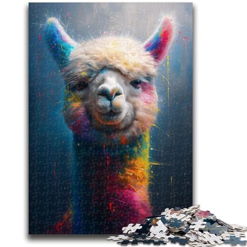 Puzzle 1000 Teile für Teenager, Regenbogen-Alpaka, Stressabbau, schwierige Herausforderung, gutes Geschenk für die ganze Familie, 26x38cm von LYXIANY