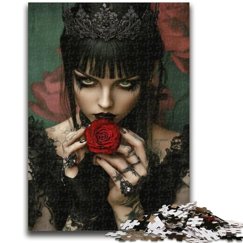 Puzzle 1000 Teile für Teenager, Rosenschädel-Mädchen, ab 14 Jahren, Quizspiel, Spaß für Zuhause, Geburtstagsgeschenk, Reisegeschenk, 50x75cm von LYXIANY