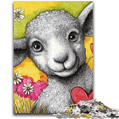 Puzzle 1000 Teile für Teenager, Schafe auf der Wiese, Familienspiel, Stressabbau, schwierige Herausforderung, geeignet für Paare, 26x38cm von LYXIANY