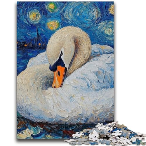 Puzzle 1000 Teile für Teenager, Schwanen-Nachthimmel, Spielzeug, Denkspiel zur Heimdekoration, für Kinder ab 14 Jahren, 26x38cm von LYXIANY
