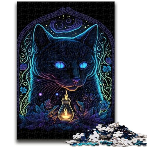 Puzzle 1000 Teile für Teenager, Schwarzlichtkatze, ab 14 Jahren, Quizspiel, Spaß für zu Hause, Geburtstagsgeschenk, Reisegeschenk, 50x75cm von LYXIANY