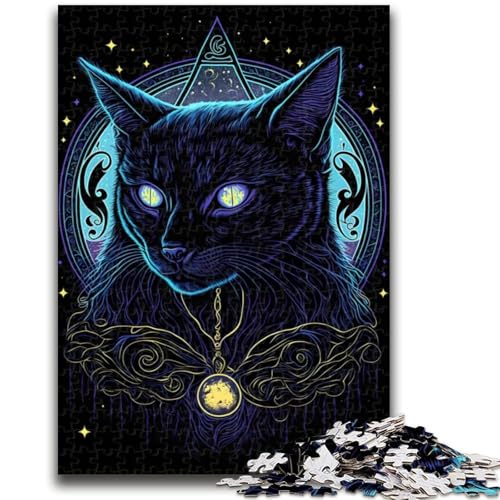Puzzle 1000 Teile für Teenager, Schwarzlichtkatze, ab 14 Jahren, Quizspiel, Spaß für zu Hause, Geburtstagsgeschenk, Reisegeschenk, 50x75cm von LYXIANY