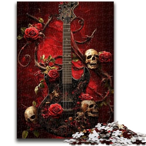 Puzzle 1000 Teile für Teenager, Totenkopfgitarre, ab 14 Jahren, Quizspiel, Spaß für zu Hause, Geburtstagsgeschenk, Reisegeschenk, 26x38cm von LYXIANY