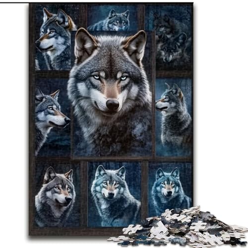 Puzzle 1000 Teile für Teenager, Wolfscollage, Lernspielzeug, ganze Familie (Größe 50x75cm) von LYXIANY