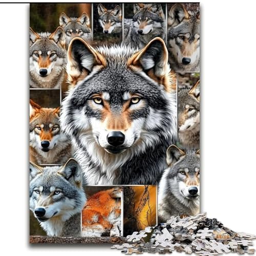 Puzzle 1000 Teile für Teenager, Wolfscollage, anspruchsvolles Spiel und Familienspiel, Lernspiel zum Geburtstag, Weihnachten, 38x26cm von LYXIANY