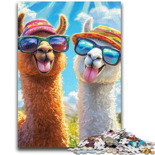 Puzzle 1000 Teile für Teenager, Zwei Alpakas, ab 14 Jahren, Quizspiel, Spaß für zu Hause, Aktivitäten, Geburtstagsgeschenk, Reisegeschenke, 26x38cm von LYXIANY