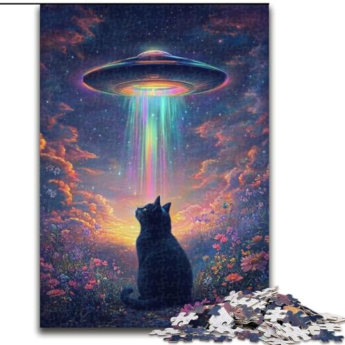 Puzzle 1000 Teile für Teenager, abstrakte Kunst, Schwarze Katze, anspruchsvolles Spiel und Familienspiel, EIN Kunstwerk für 14-Jährige (Größe 26x38cm) von LYXIANY
