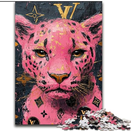 Puzzle 1000 Teile für Teenager, rosa Leopard, Spiele, Spielzeug, Geschenk, einzigartige Geburtstags- und Geschenkideen für Kinder ab 14 Jahren (Größe 26x38cm) von LYXIANY