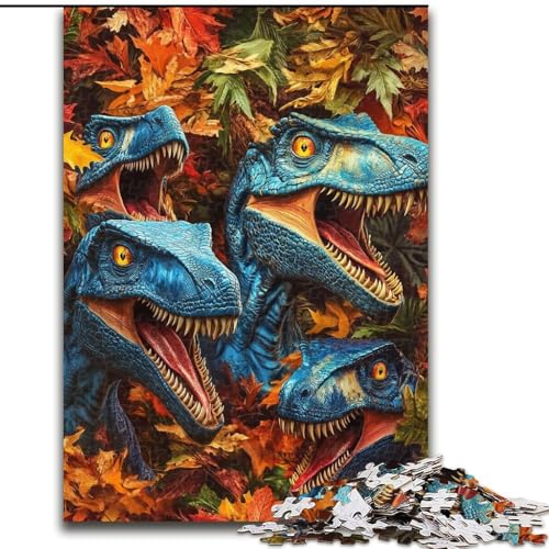 Puzzle 1000 Teile für Teenager Dinosaurier im Laub – Familienspaß für Kinder ab 14 Jahren ganze Familie (Größe 26x38cm) von LYXIANY