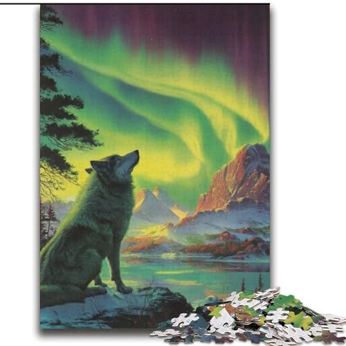 Puzzle 1000 Teile für Teenager-Geschenke, Wolf unter der Aurora, anspruchsvolles Spiel, ganze Familie, 38x52cm Puzzle 1000 Teile für Teenager-Geschenke, Wolf unter der Aurora, anspruchsvolles Spiel, ganze Familie, 38x52cm von LYXIANY