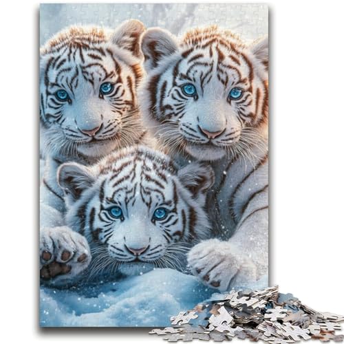 Puzzle 1000 Teile für Teenager-Geschenke, weißer Tiger, für Alter 14+, Quizspiel, Spaß bei Heimaktivitäten, Geburtstagsgeschenk, Reisegeschenke, 38x26cm von LYXIANY
