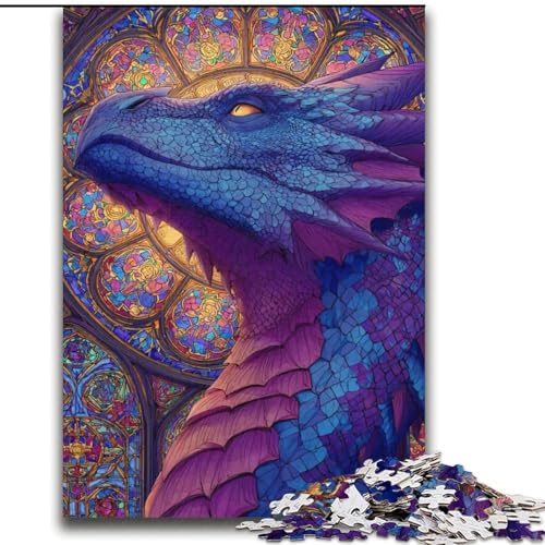 Puzzle 2000 Teile für Erwachsene Buntglasdrache für und ab 14 Jahren Mitmachspiel Weihnachtsspiel Geschenke 70x100cm von LYXIANY