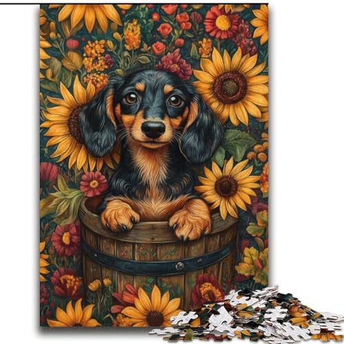 Puzzle 2000 Teile für Erwachsene Sonnenblumen-Dackel, Hilft Dem Gehirn, Süchtig Machendes Spielzeug Zu Trainieren, Um Geduld Zu Fördern, Künstlersammlung, Bildende Kunst 70X100cm Puzzle 2000 Teile für Erwachsene Sonnenblumen-Dackel, Hilft Dem Gehirn, Süchtig Machendes Spielzeug Zu Trainieren, Um Geduld Zu Fördern, Künstlersammlung, Bildende Kunst 70X100cm von LYXIANY