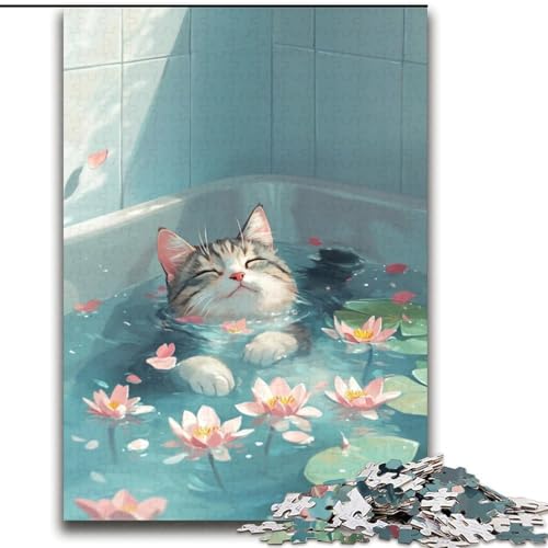Puzzle 2000 Teile für Erwachsene und Jugendliche, Katze im Pool, anspruchsvolles Spiel und Lernspiel für die ganze Familie zum Geburtstag, Weihnachten, 70x100cm von LYXIANY