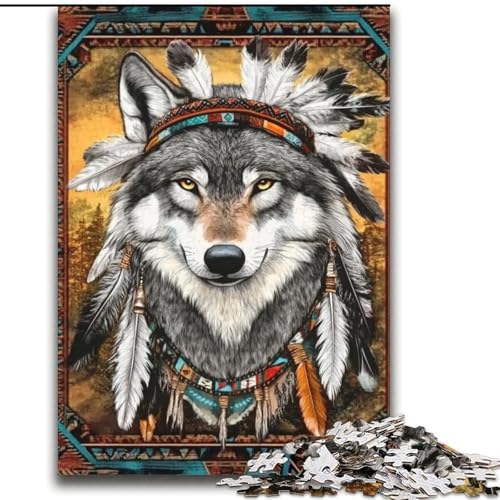 Puzzle 2000 Teile für Jugendliche Indianerwolf für und ab 14 Jahren Mitmachspiel Weihnachtsspiel Geschenke 70x100cm von LYXIANY