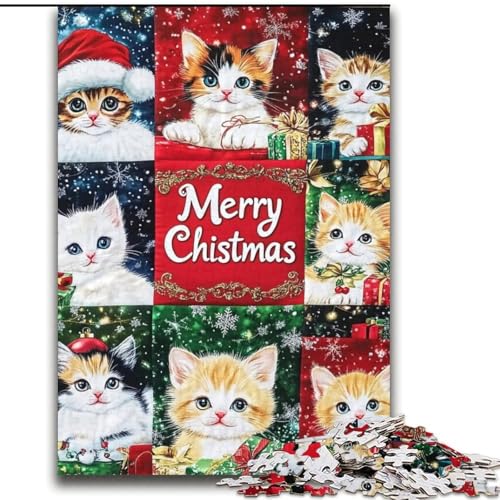 Puzzle 2000 Teile für Jugendliche Weihnachtskatze für und ab 14 Jahren Mitmachspiel Weihnachtsspiel Geschenke 70x100cm von LYXIANY