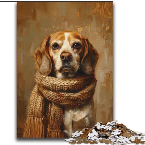 Puzzle 2000 Teile für Teenager, Beagle mit Schal, Familienspaß, Aktivitäten zu Hause, Geburtstagsgeschenk, Reisegeschenk, für Kinder und Jugendliche ab 14 Jahren, 70x100cm von LYXIANY