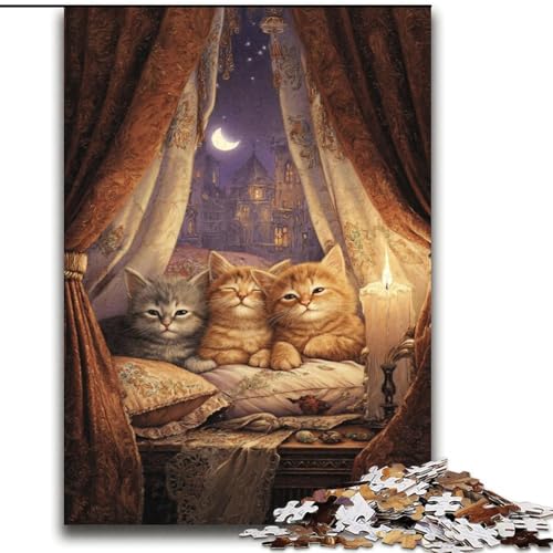 Puzzle 2000 Teile für Teenager, orangefarbenes Katzenspielzeug, Denkspiel zur Heimdekoration, für Kinder ab 14 Jahren, 70x100cm von LYXIANY