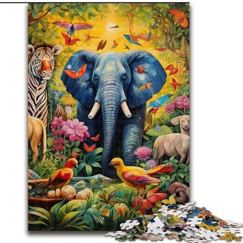 Puzzle Art Elephant aus Pappe, 26x38cm, anspruchsvolles Denkspiel, Familienaktivität, Heimdekoration Puzzle Art Elephant aus Pappe, 26x38cm, anspruchsvolles Denkspiel, Familienaktivität, Heimdekoration von LYXIANY