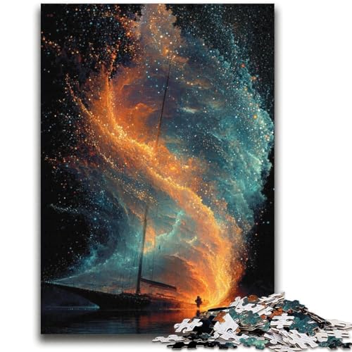 Puzzle Kleines Boot in der Galaxie für Erwachsene, 1000 Teile, Lernspielzeug, Familienspiele mit passendem Poster und Quizblatt (38x52cm) von LYXIANY
