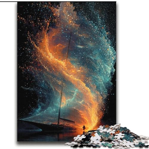 Puzzle Kleines Boot in der Galaxie für Teenager, Lernspielzeug, Familienspiele, geeignet als Schreibtischdekoration (70x100cm) von LYXIANY
